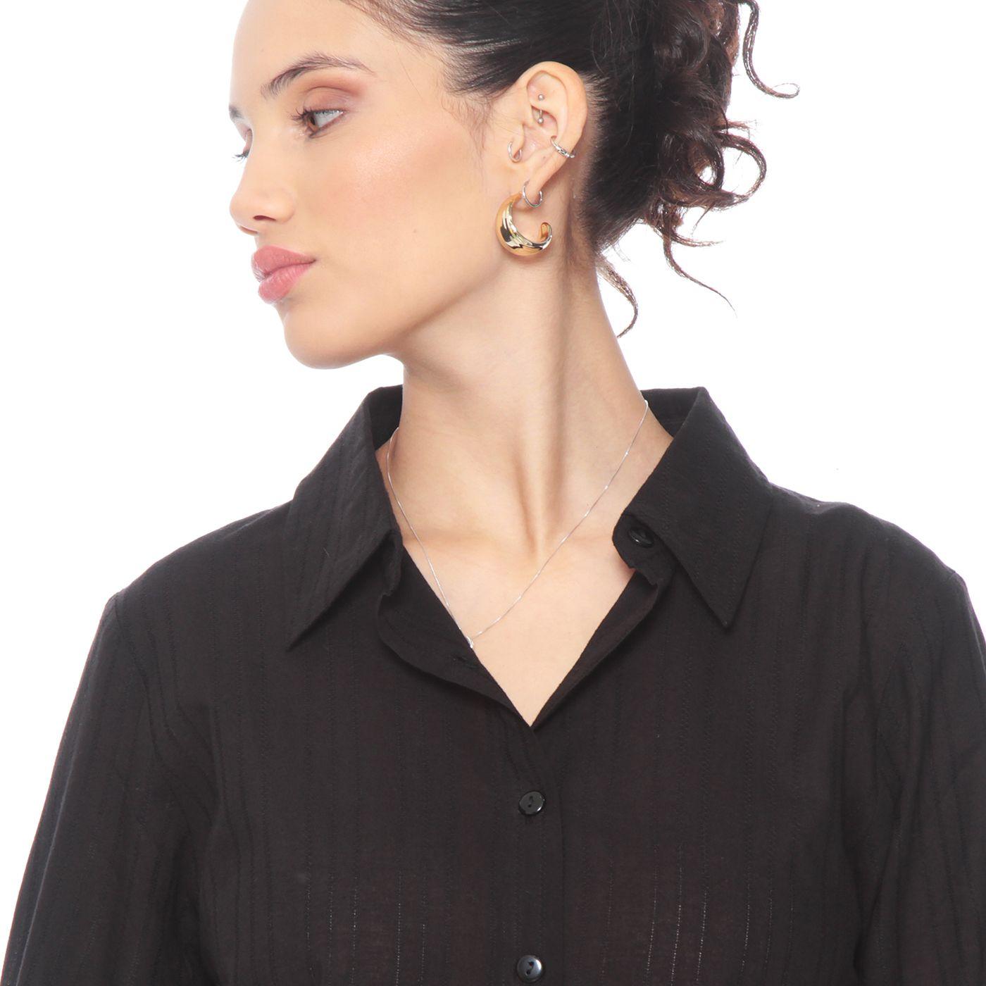 Blusa Brodery Manga Larga Abotonada En Delantero-2