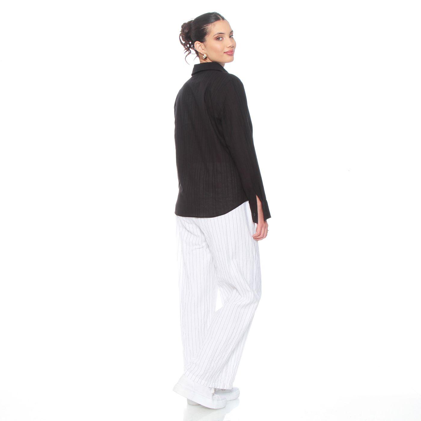 Blusa Brodery Manga Larga Abotonada En Delantero-5