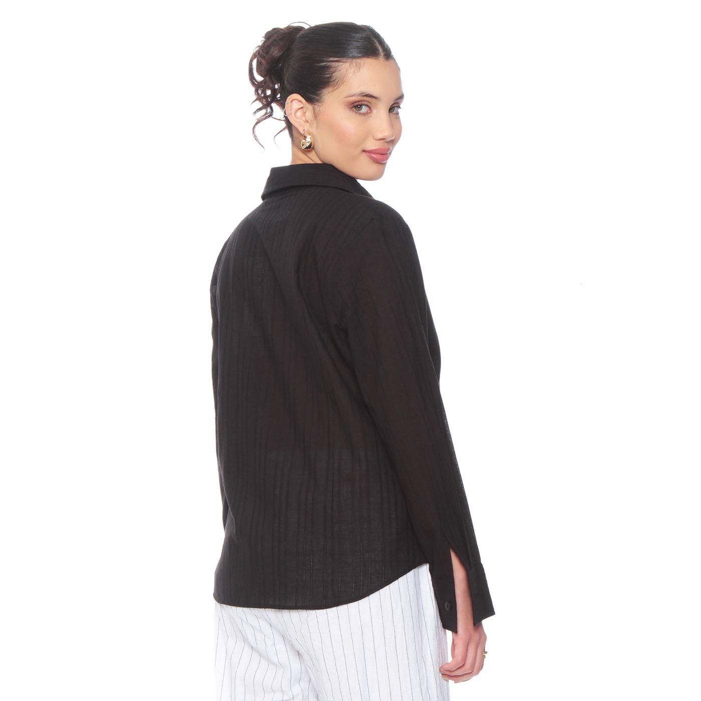 Blusa Brodery Manga Larga Abotonada En Delantero-6