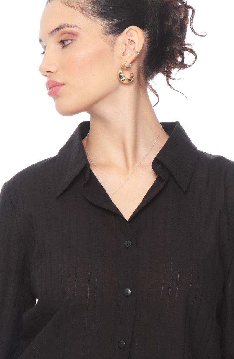 Blusa Brodery Manga Larga Abotonada En Delantero-2
