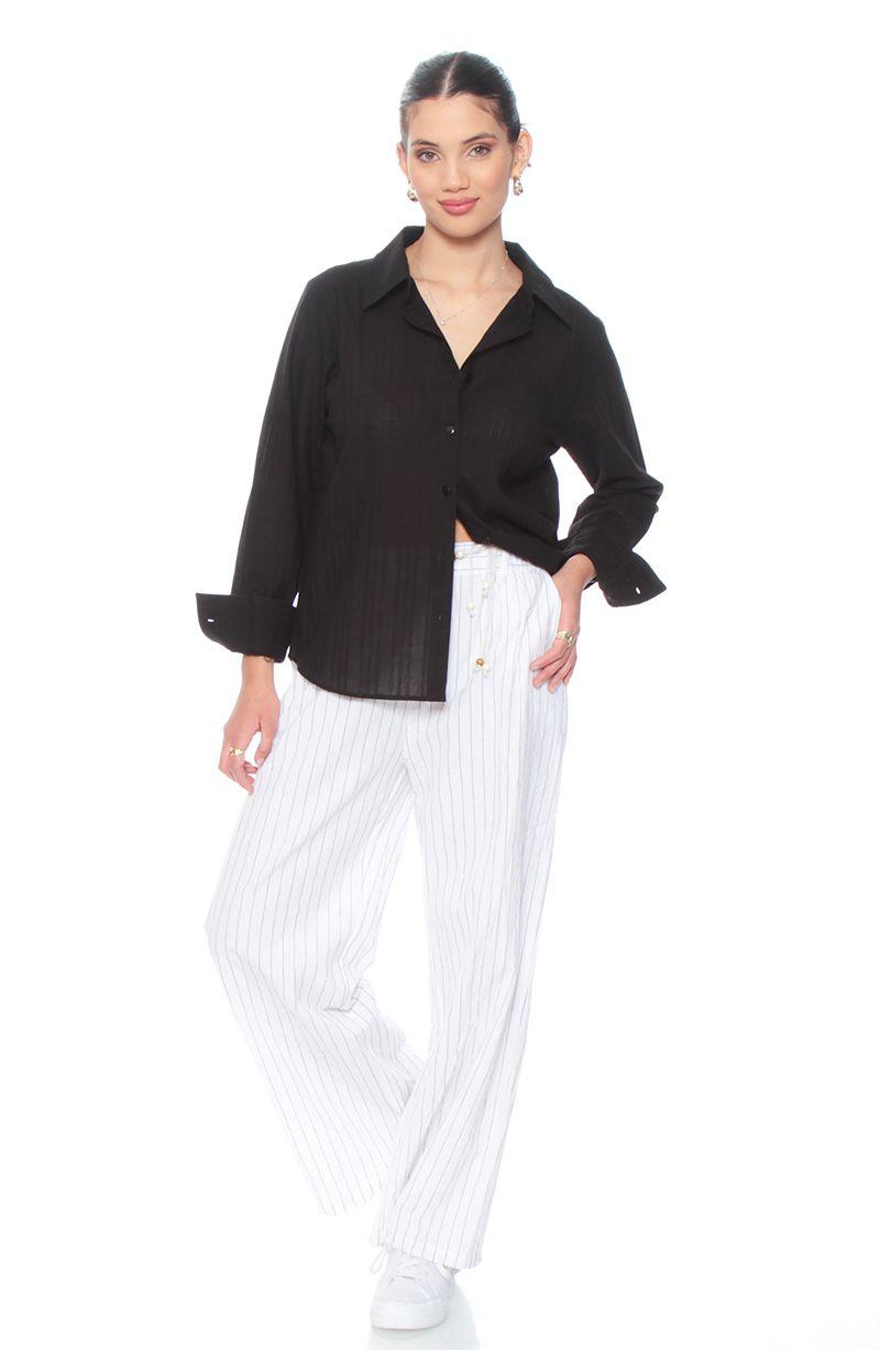 Blusa Brodery Manga Larga Abotonada En Delantero-4