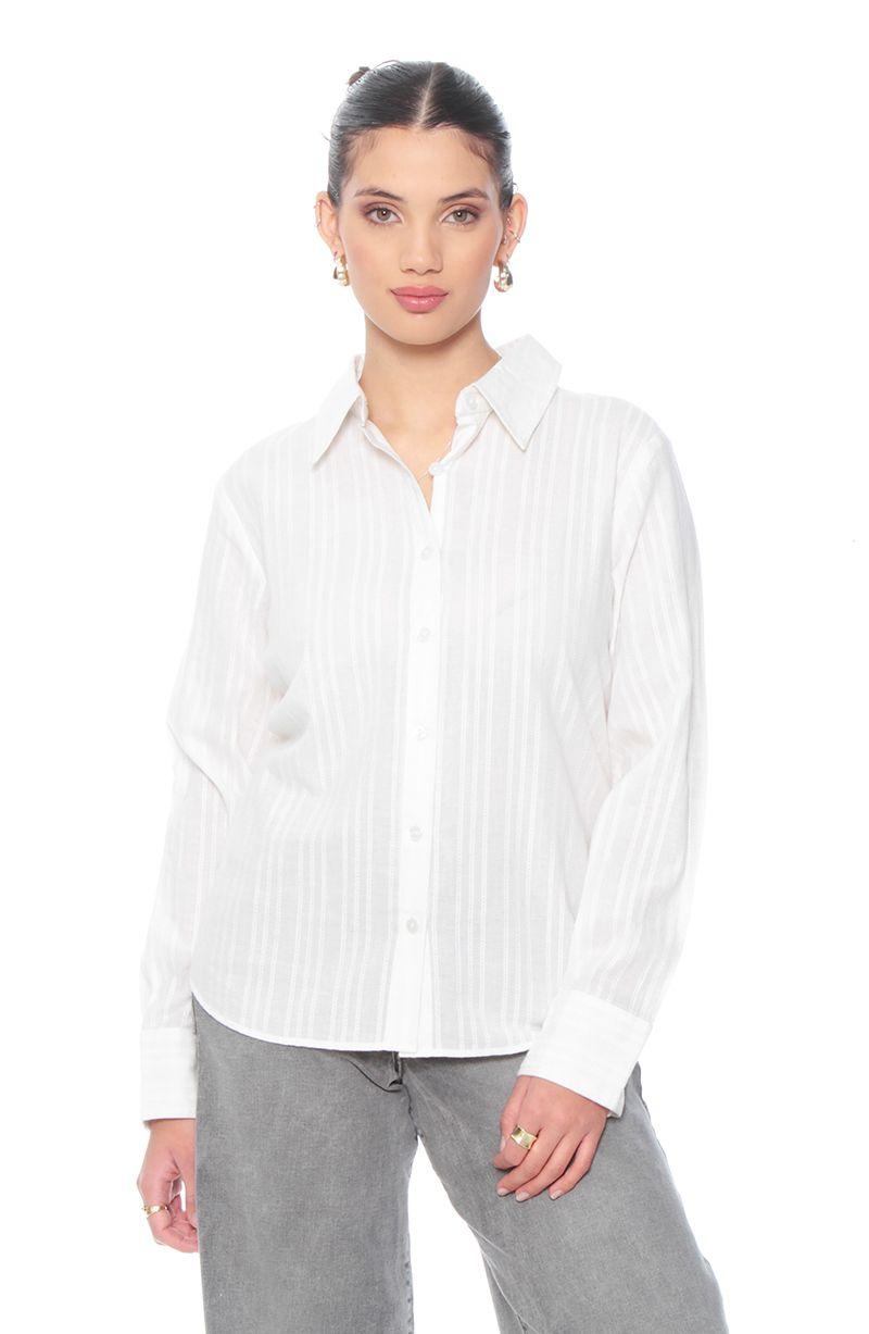 Blusa Brodery Manga Larga Abotonada En Delantero-0