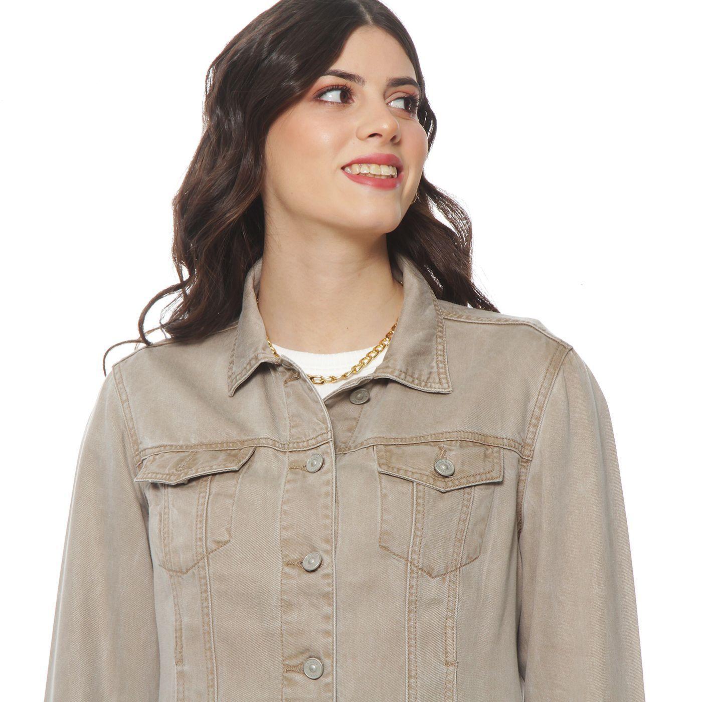 Chaqueta Manga Larga Lyocell Abotonado En Delantero Y Bolsillo-2