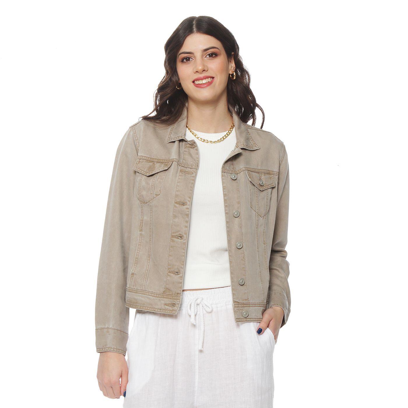 Chaqueta Manga Larga Lyocell Abotonado En Delantero Y Bolsillo-6