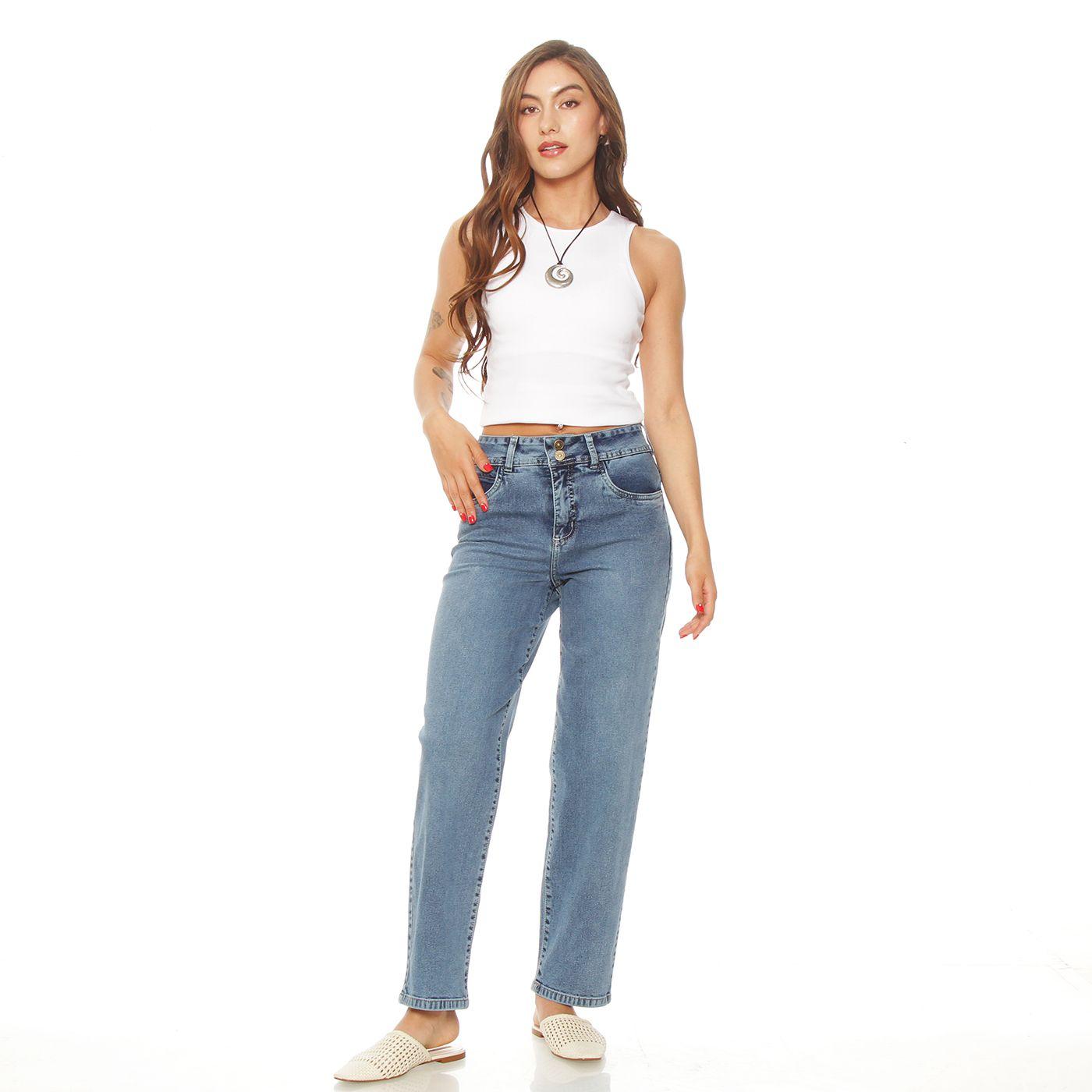 Jeans Balloon Tiro Alto Pretina Basica 1 Boton-3