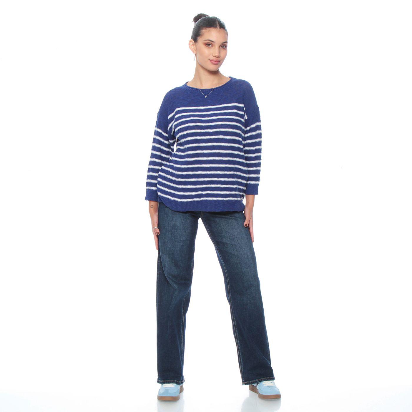 Sweater Manga Larga Listado  Escote Redondo-4
