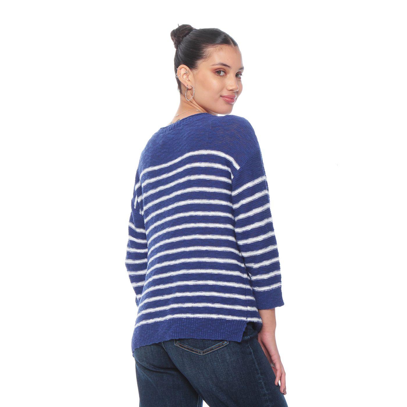 Sweater Manga Larga Listado  Escote Redondo-6