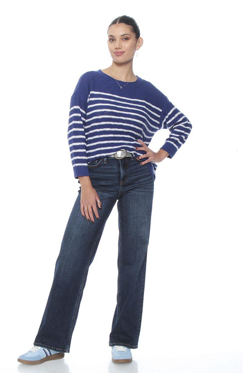Sweater Manga Larga Listado  Escote Redondo-4