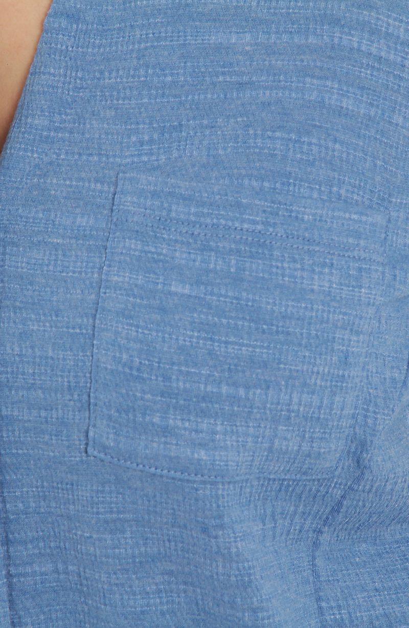 Blusa Manga Larga Abotonada  En Delantero   Con Bolsillo Escote V-1