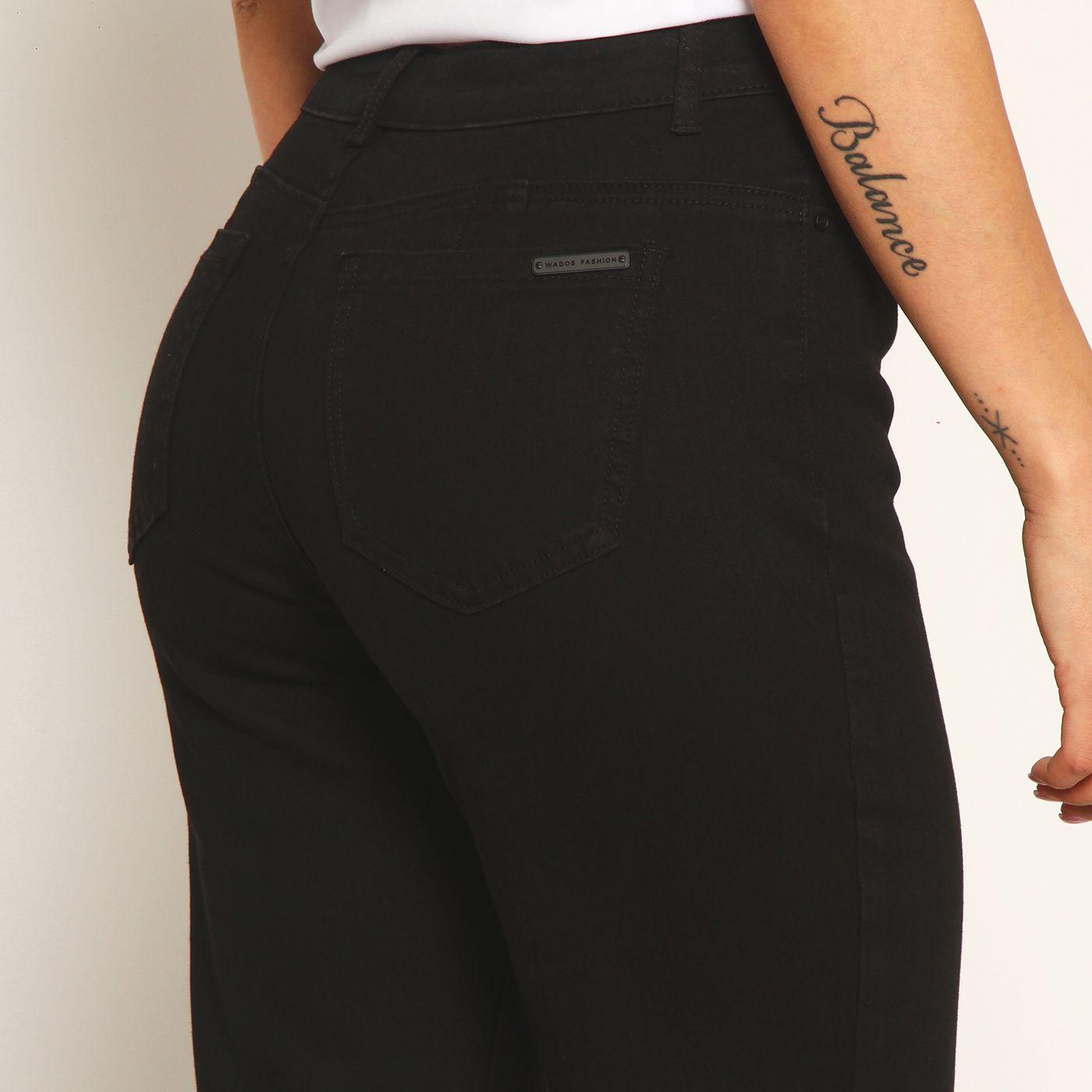 Jeans Recto Tiro Alto Push   In Push Up Pretina Basica Con Un Boton-6