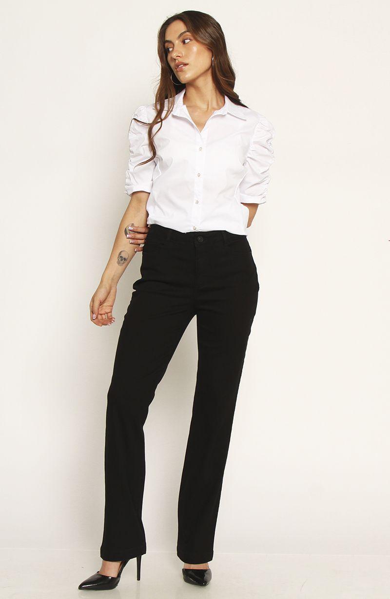 Jeans Recto Tiro Alto Push   In Push Up Pretina Basica Con Un Boton-3