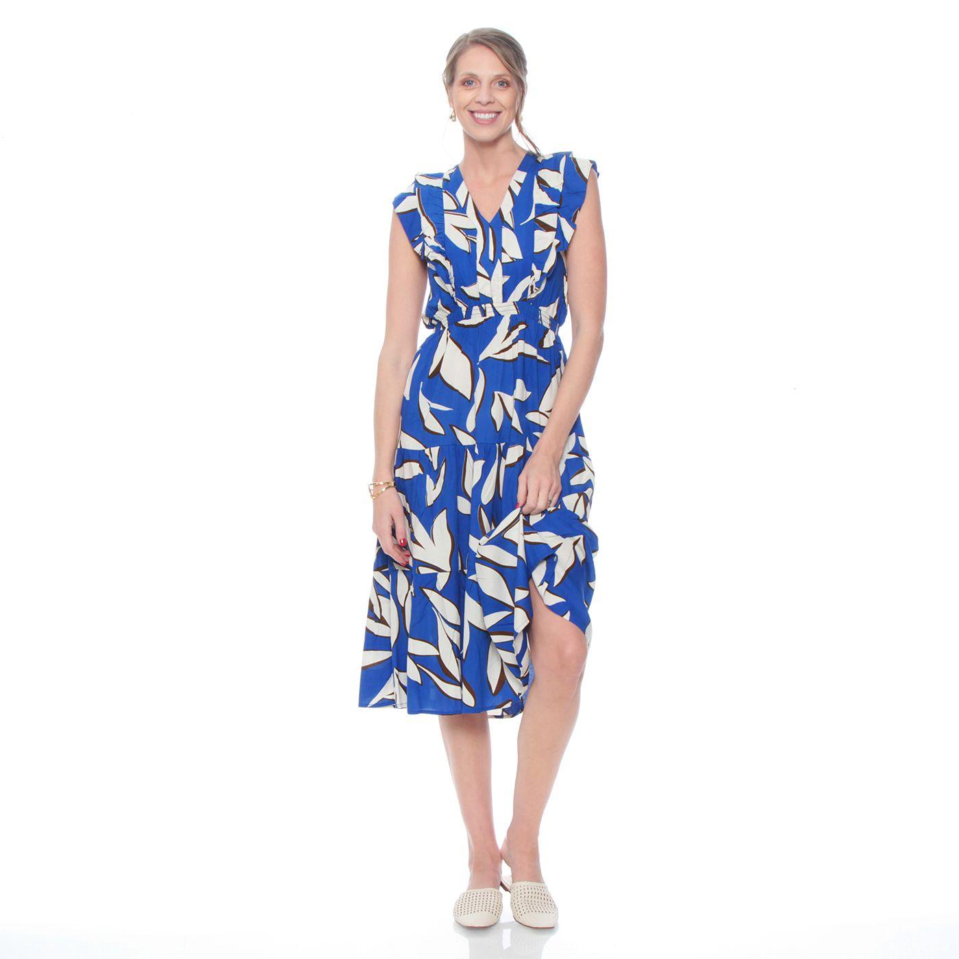 Vestido Largo Manga Corta Estampado Escote V-2