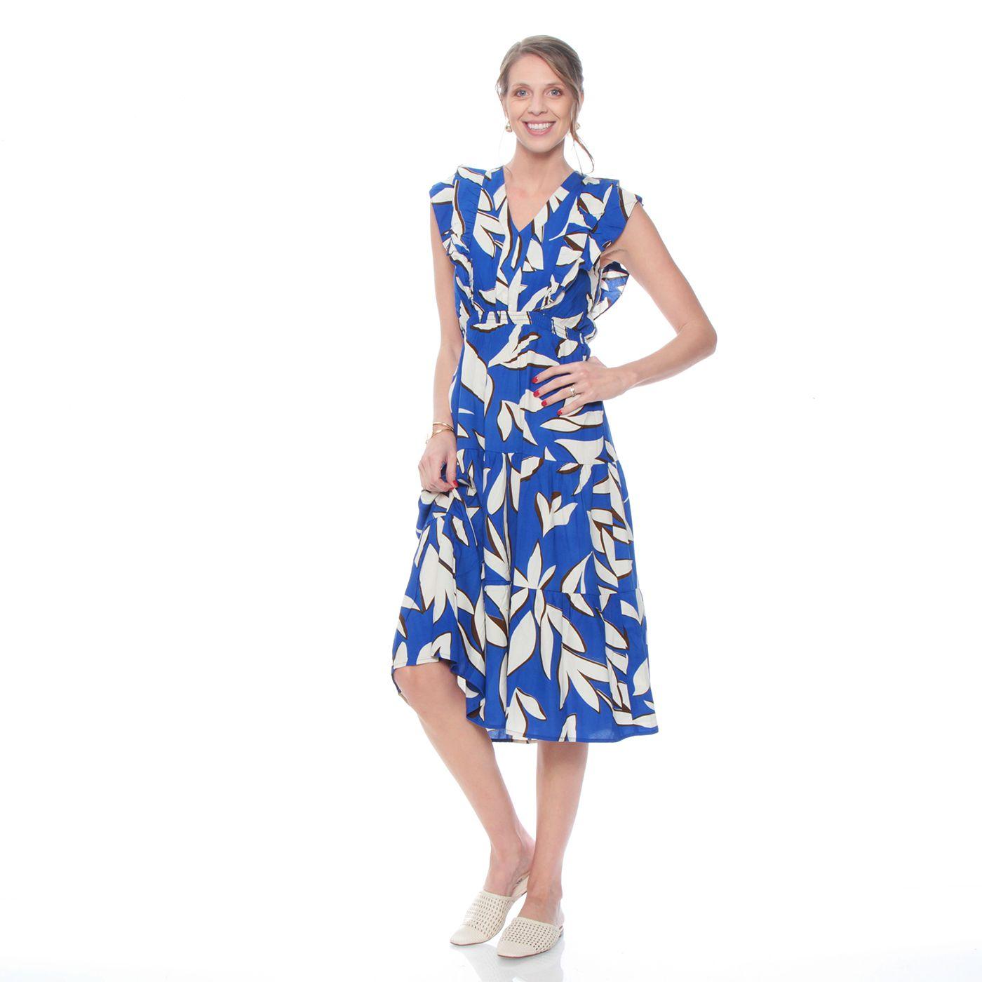 Vestido Largo Manga Corta Estampado Escote V-3