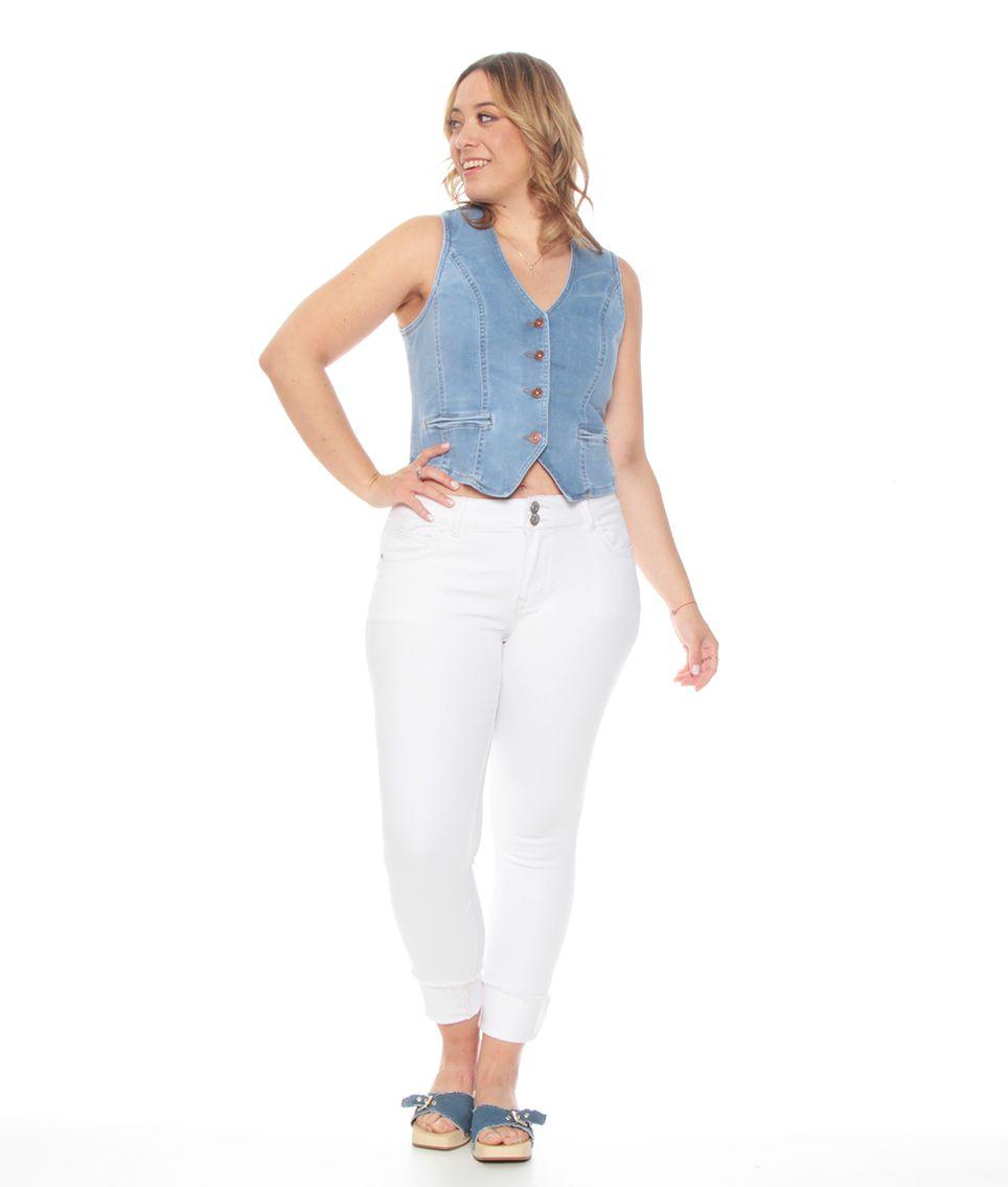 Jeans Pitillo Tiro Alto Pretina Media Dos Botones Dobles En Basta-4