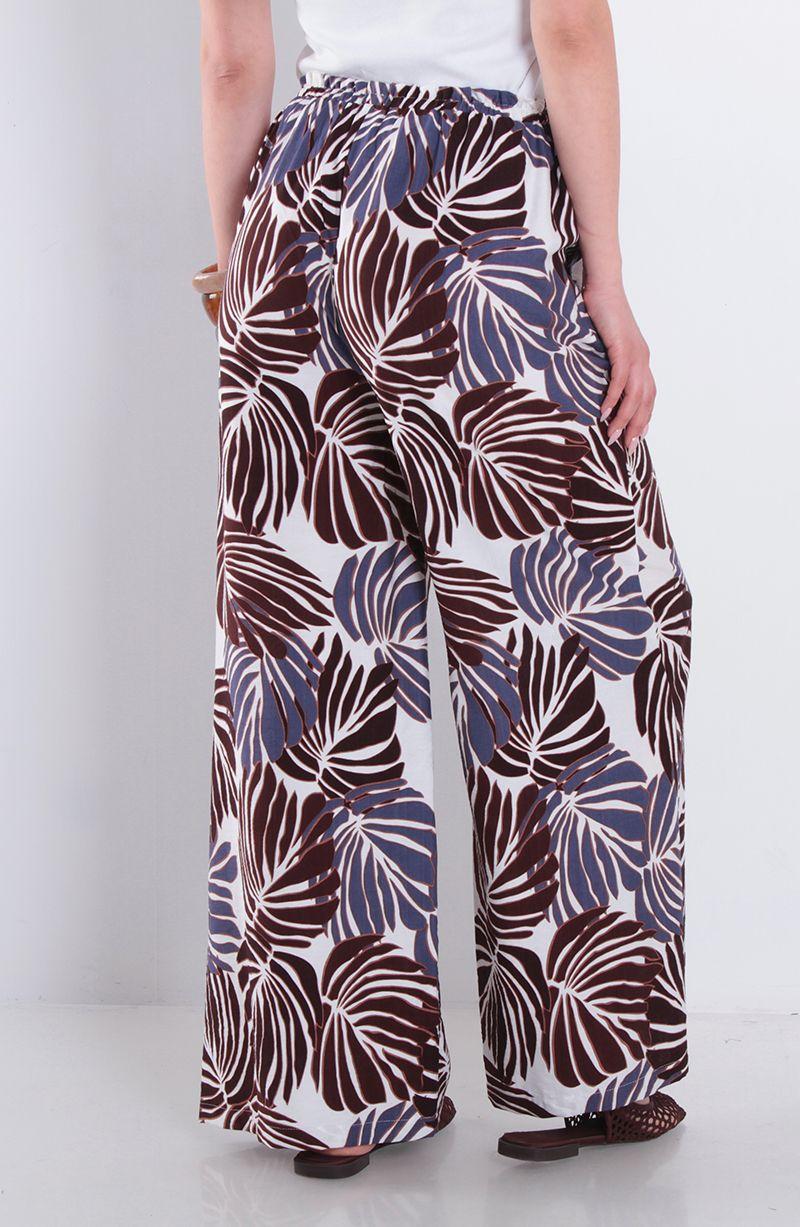 Pantalon Estampado Wide Leg Tiro Alto Pretina Media Elasticada-5