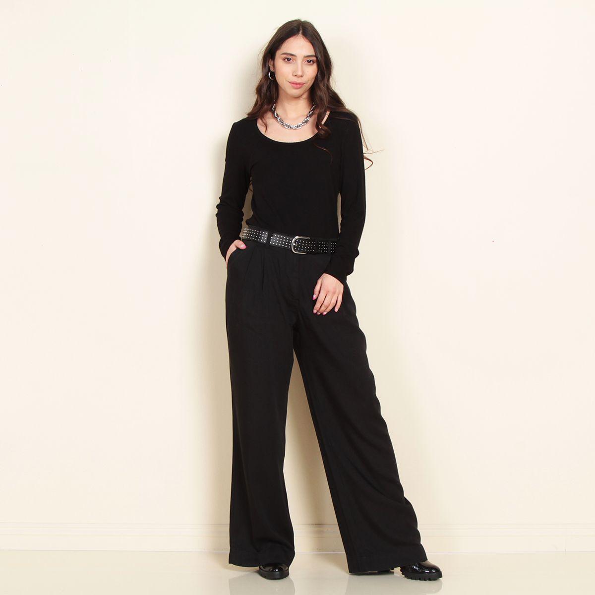 Pantalon Tiro Alto Denim Con Pinzas-3