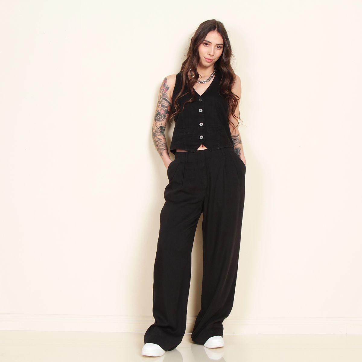 Pantalon Tiro Alto Denim Con Pinzas-7