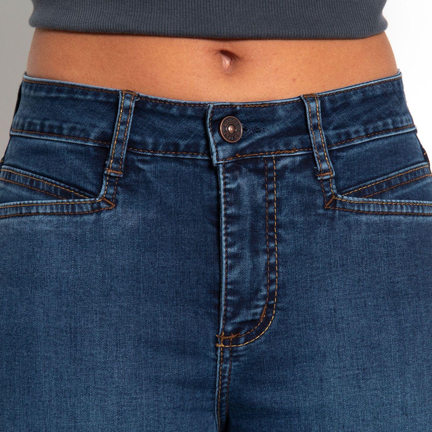 Jeans Tiro Alto Recto Pretina Basica 1 Boton-2