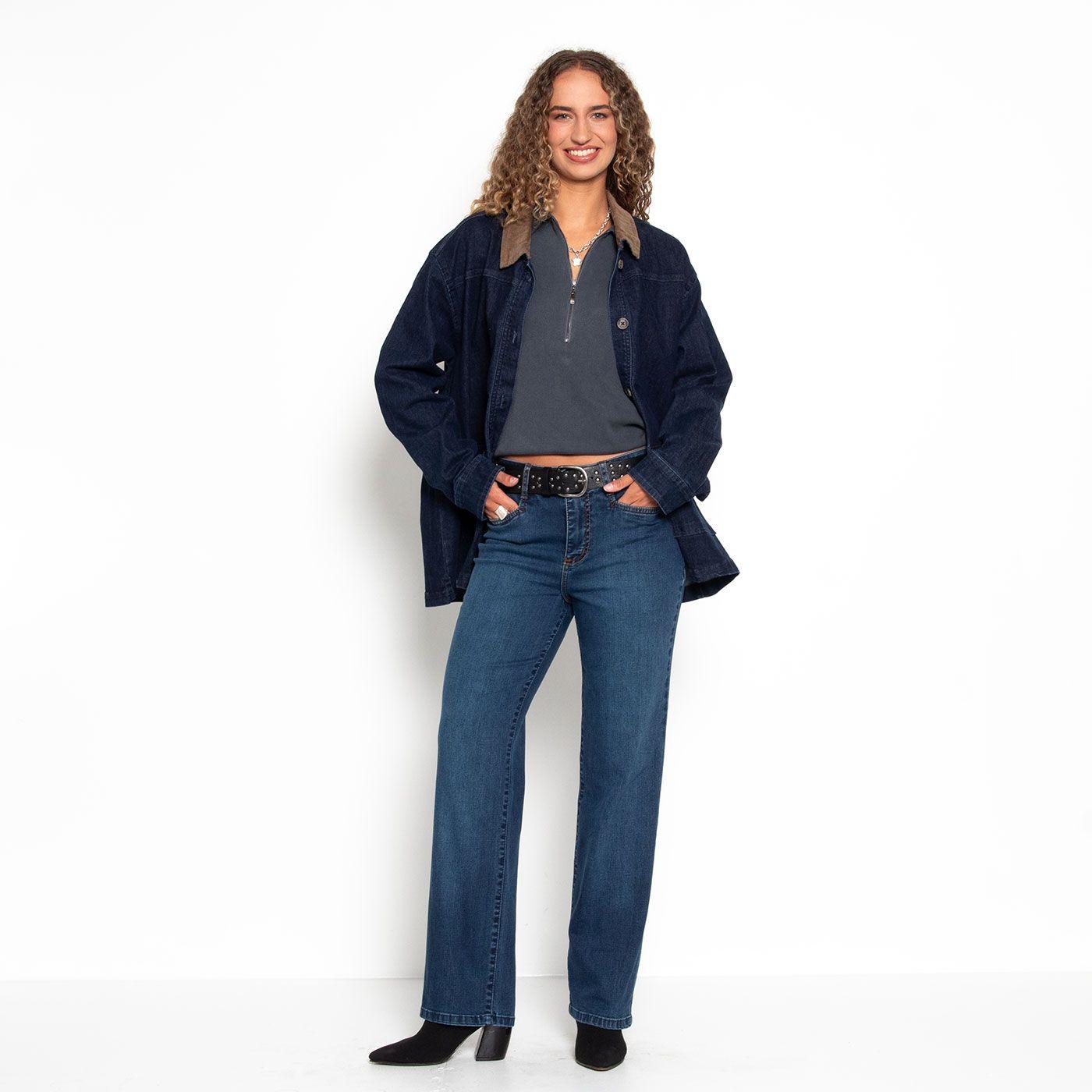 Jeans Tiro Alto Recto Pretina Basica 1 Boton-3