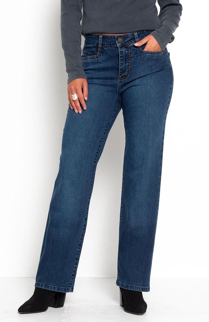 Jeans Tiro Alto Recto Pretina Basica 1 Boton-0