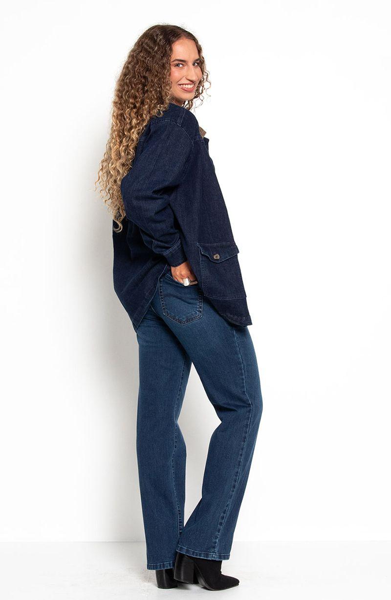 Jeans Tiro Alto Recto Pretina Basica 1 Boton-8