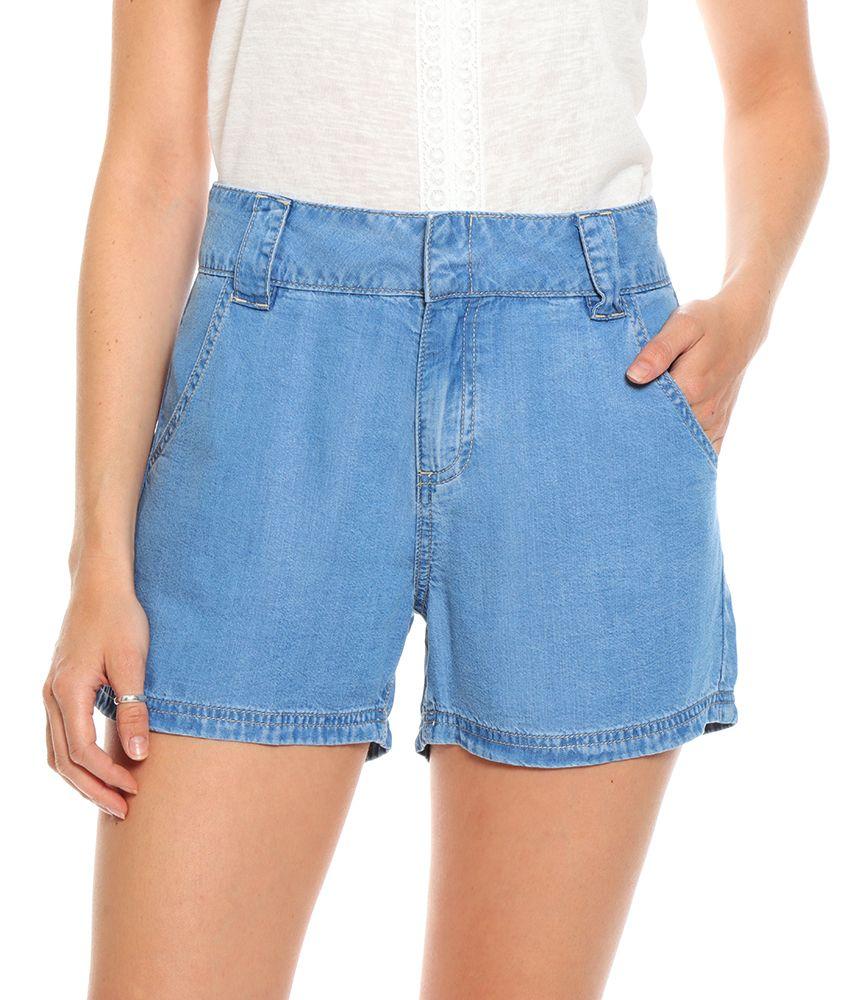 Short Tencel Tiro Alto  Pretina Media Dos Ganchos Interno-5