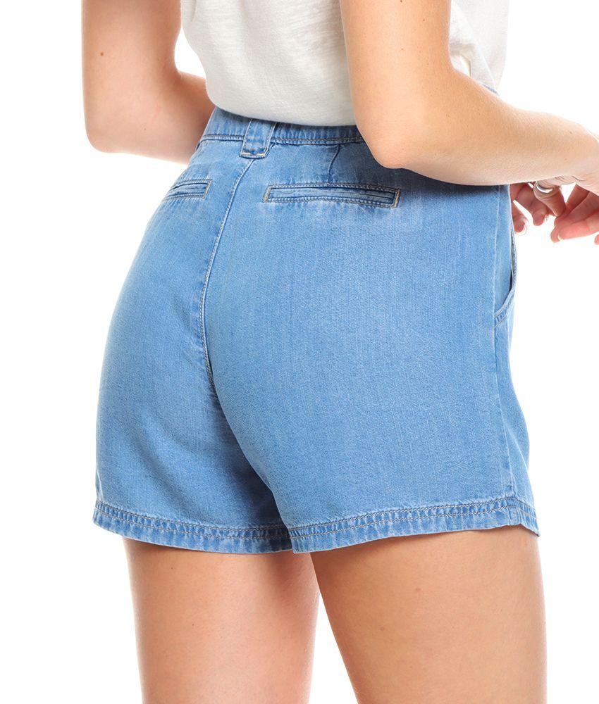 Short Tencel Tiro Alto  Pretina Media Dos Ganchos Interno-5