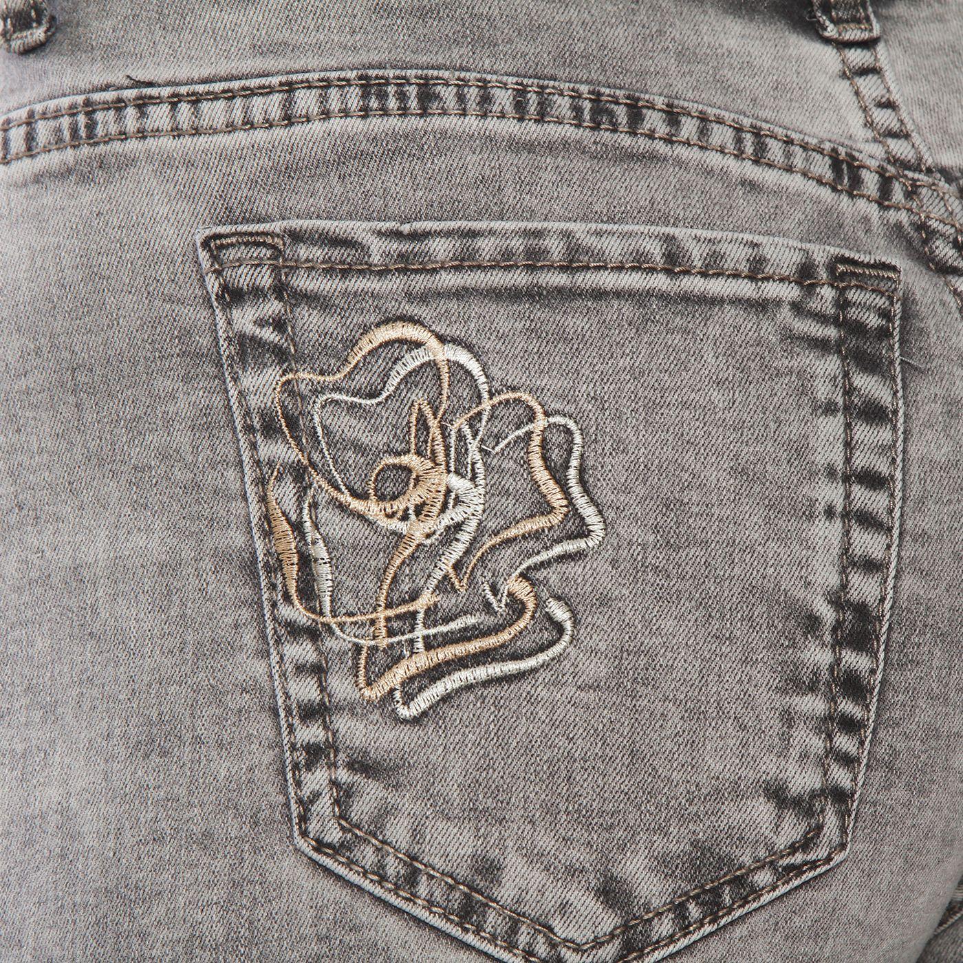 Jeans Con Bordado Wide  Leg Tiro Alto Pretina Basica 1 Boton-9