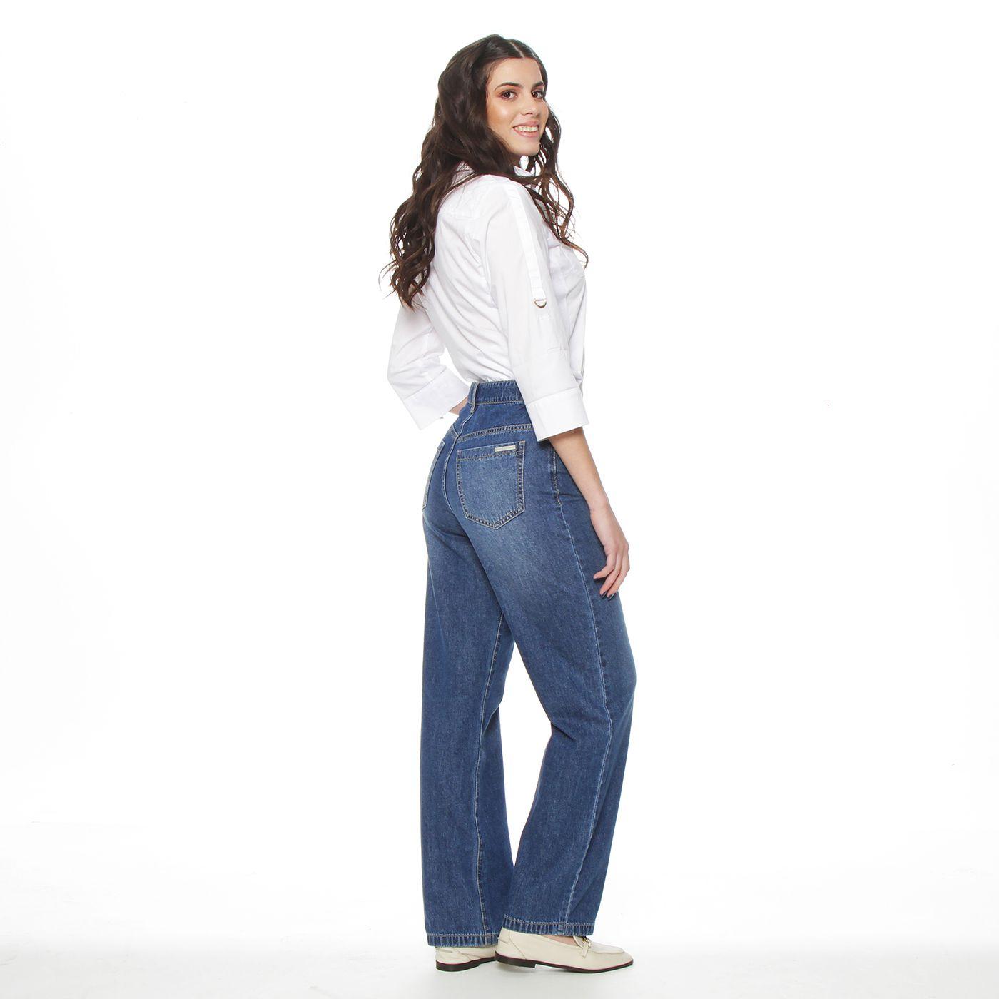 Jeans Recto Tiro Alto Pretina Basica Un Boton-7