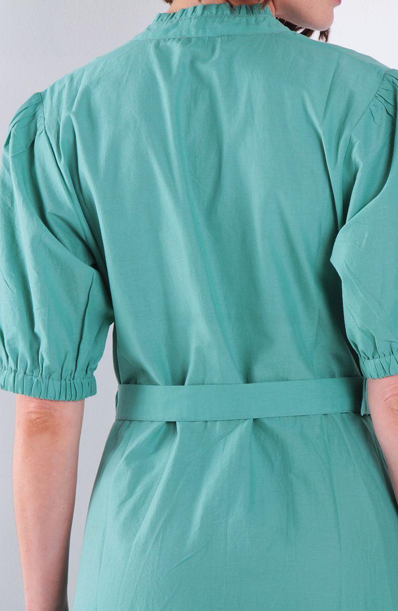 Vestido Manga Corta Abotando Con Cinturon Escote V-3