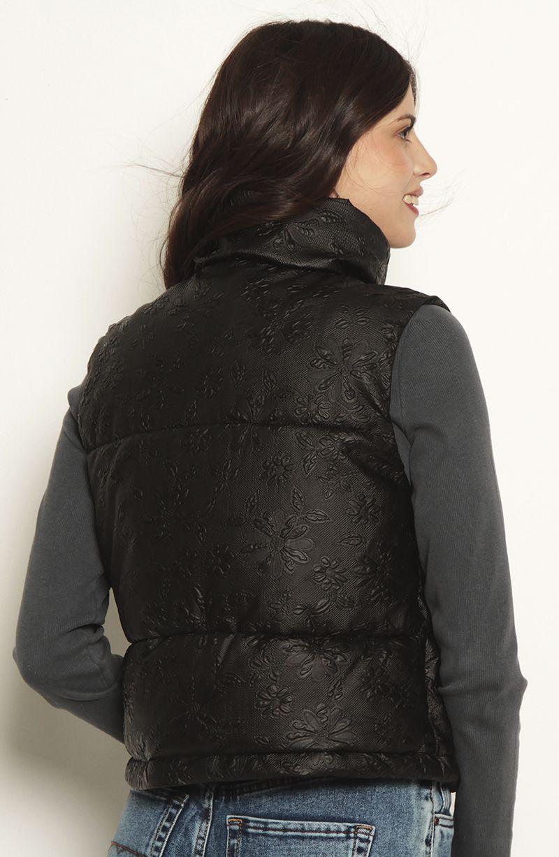 Parka Puffer Sin Manga Con Cierre En Delantero Y Cintura Ajustable-4