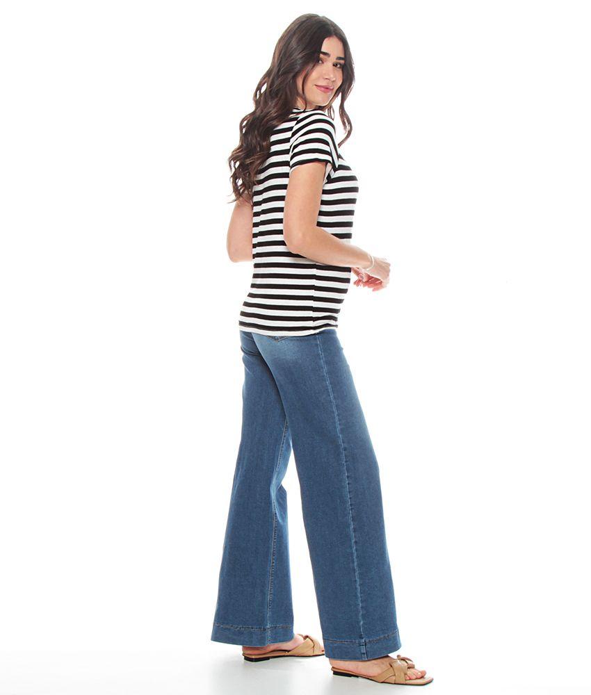 Polera Listada Escote V Manga Corta-6