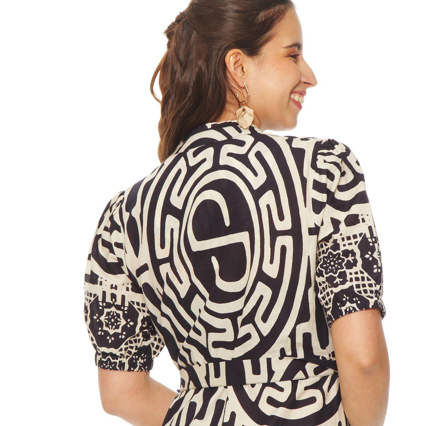 Vestido Estampado Manga Corta   Con Cinturon-6