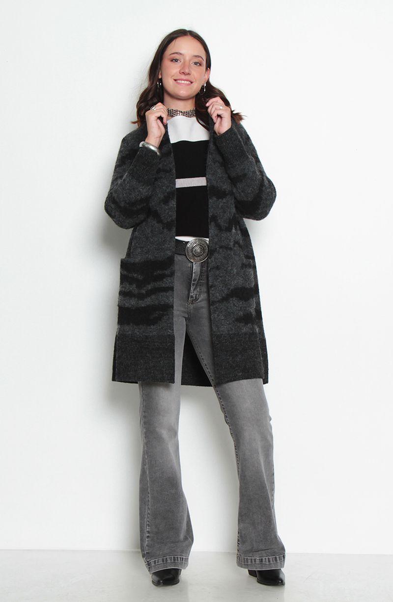 Chaleco Estampado Manga Larga Abierto-3