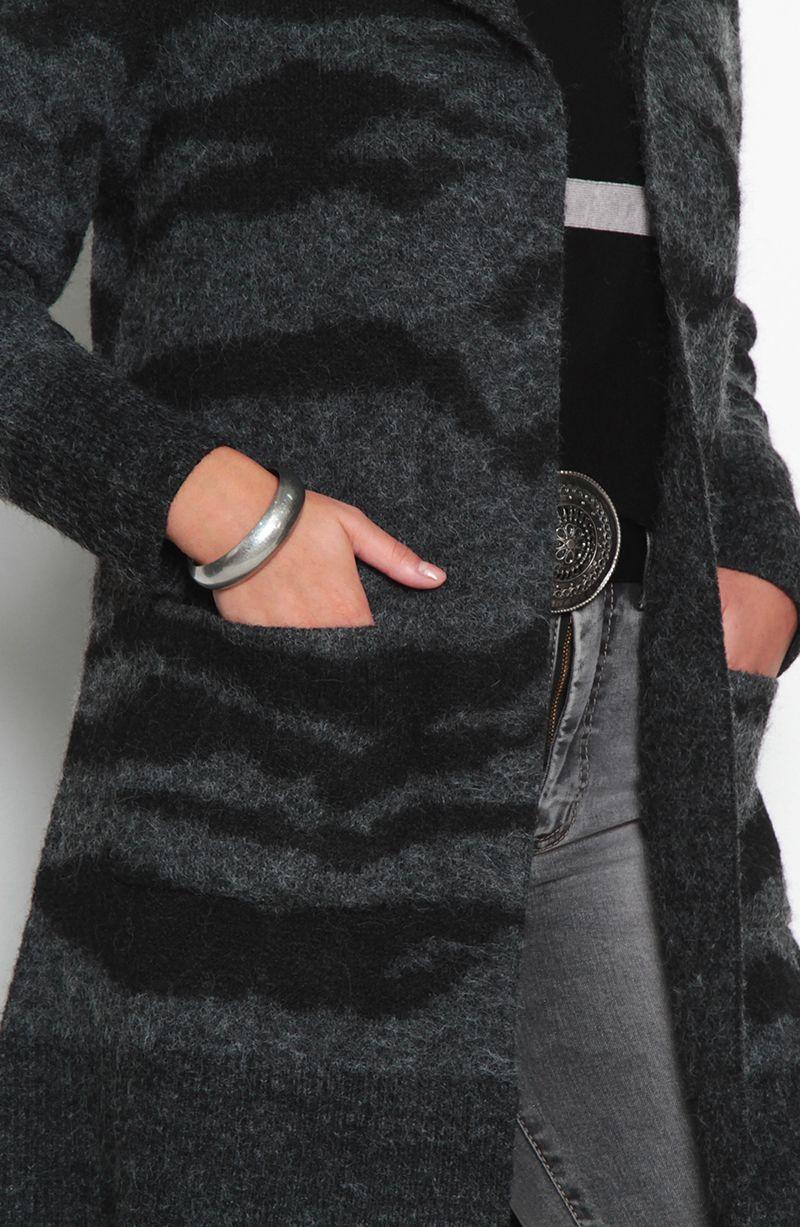 Chaleco Estampado Manga Larga Abierto-4