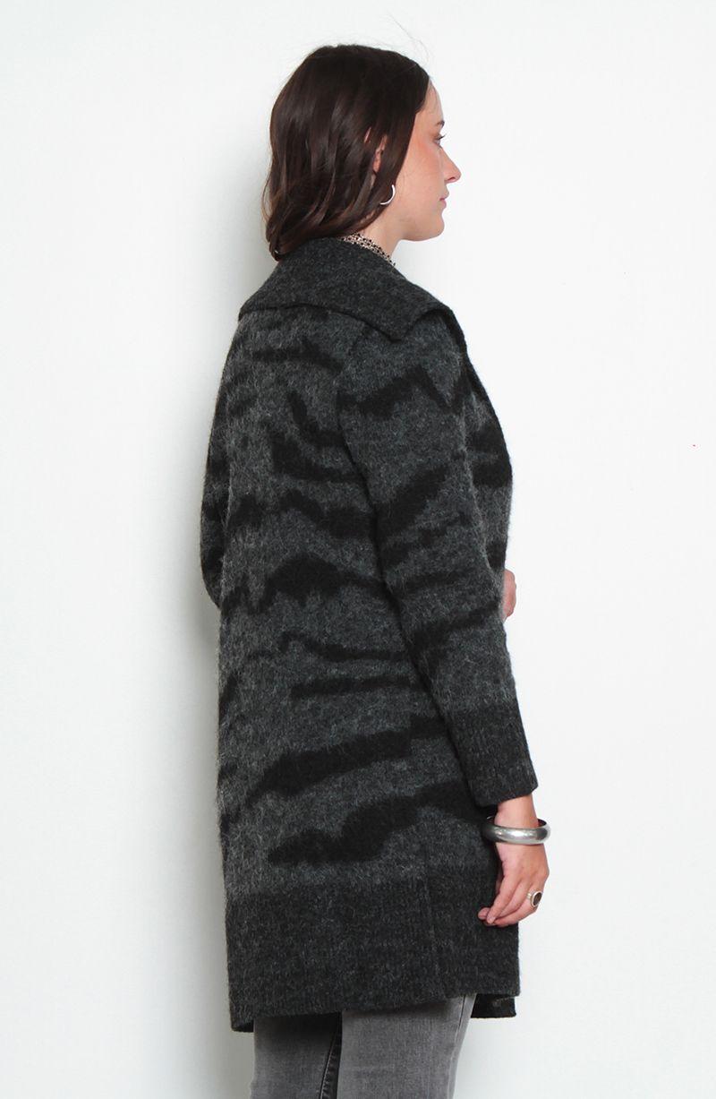 Chaleco Estampado Manga Larga Abierto-5