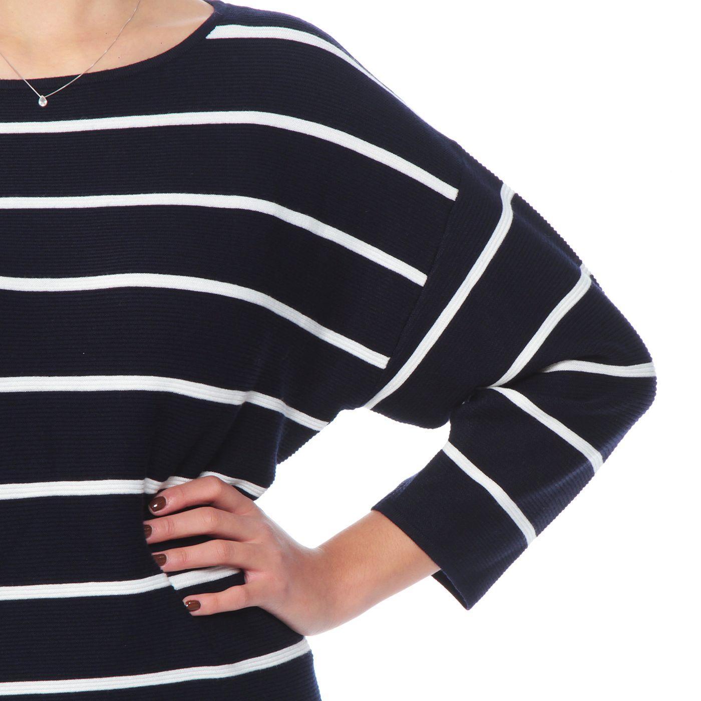 Sweater Manga 3/4 Listado Cuello Bote-5