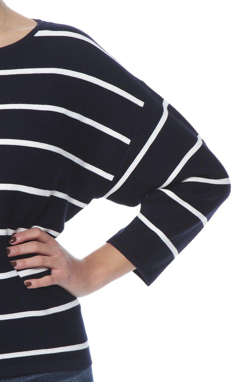 Sweater Manga 3/4 Listado Cuello Bote-2