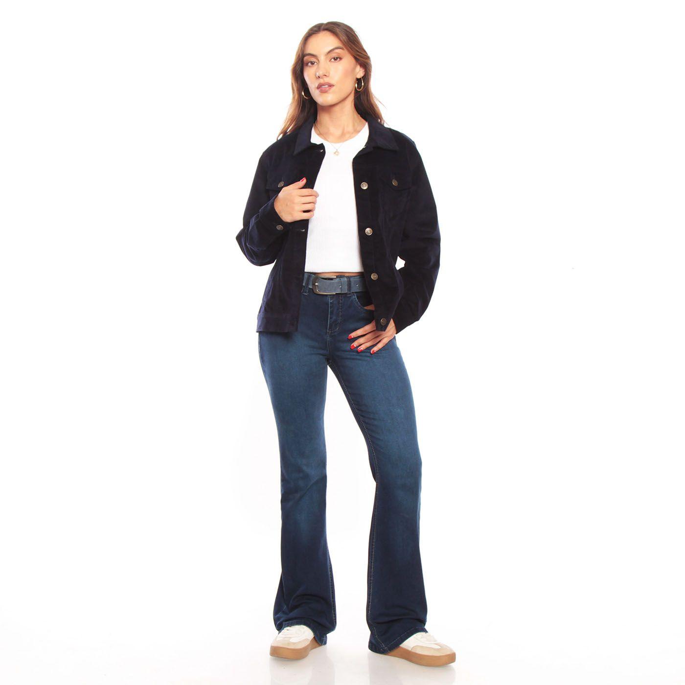 Chaqueta Manga Larga  Cotele Abotonda En Delantero Y Bolsillos-3