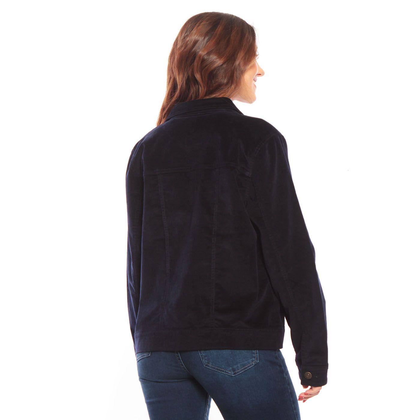 Chaqueta Manga Larga  Cotele Abotonda En Delantero Y Bolsillos-4