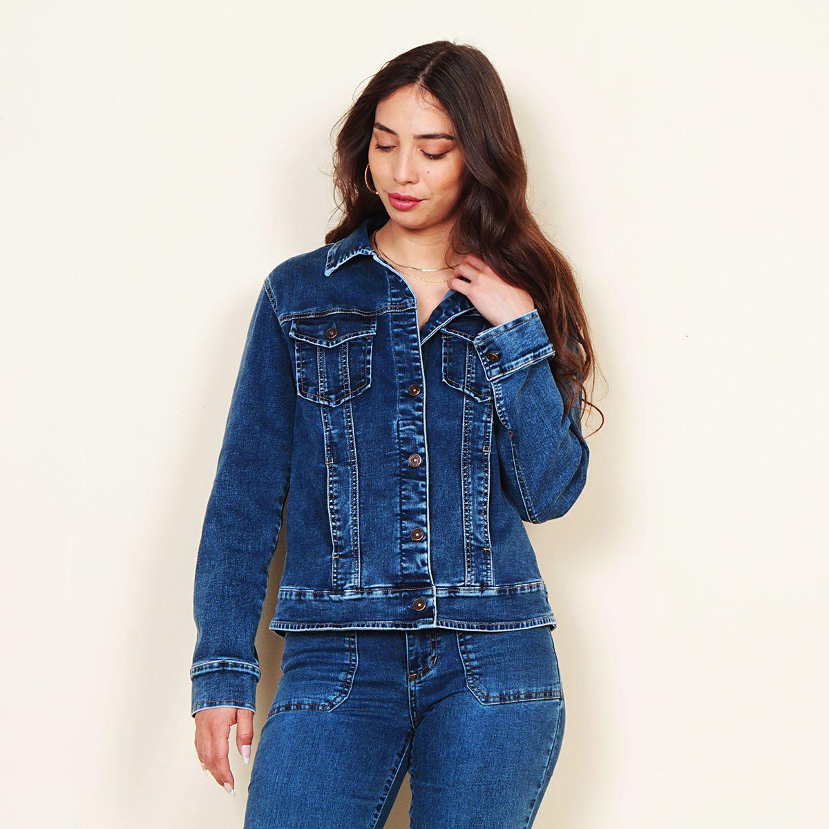 Chaqueta Denim Cuello Camisero Manga Larga-0