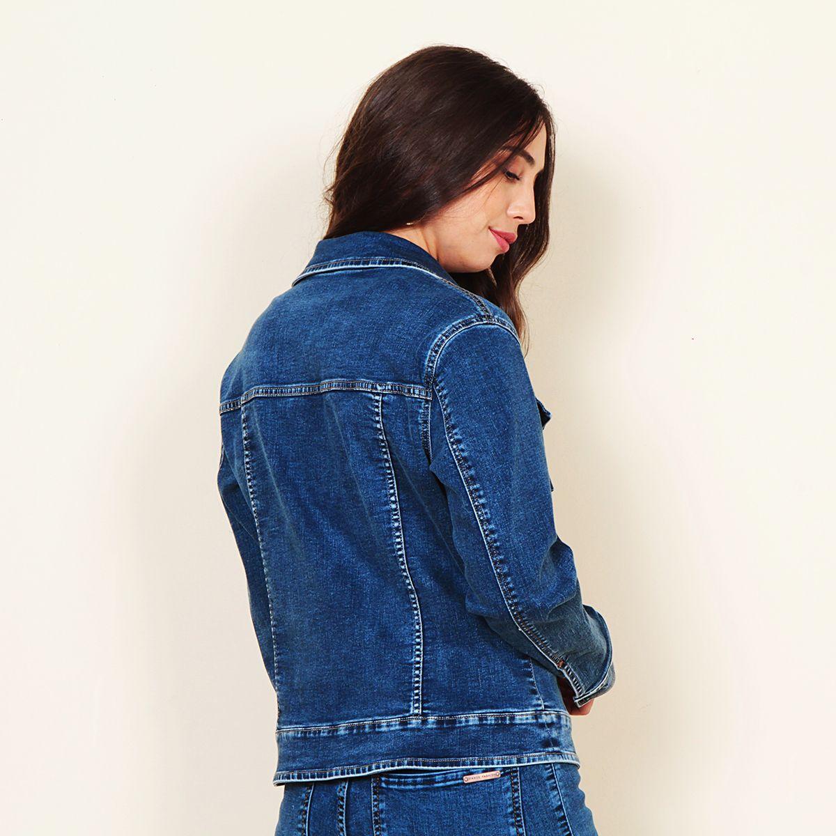 Chaqueta Denim Cuello Camisero Manga Larga-1