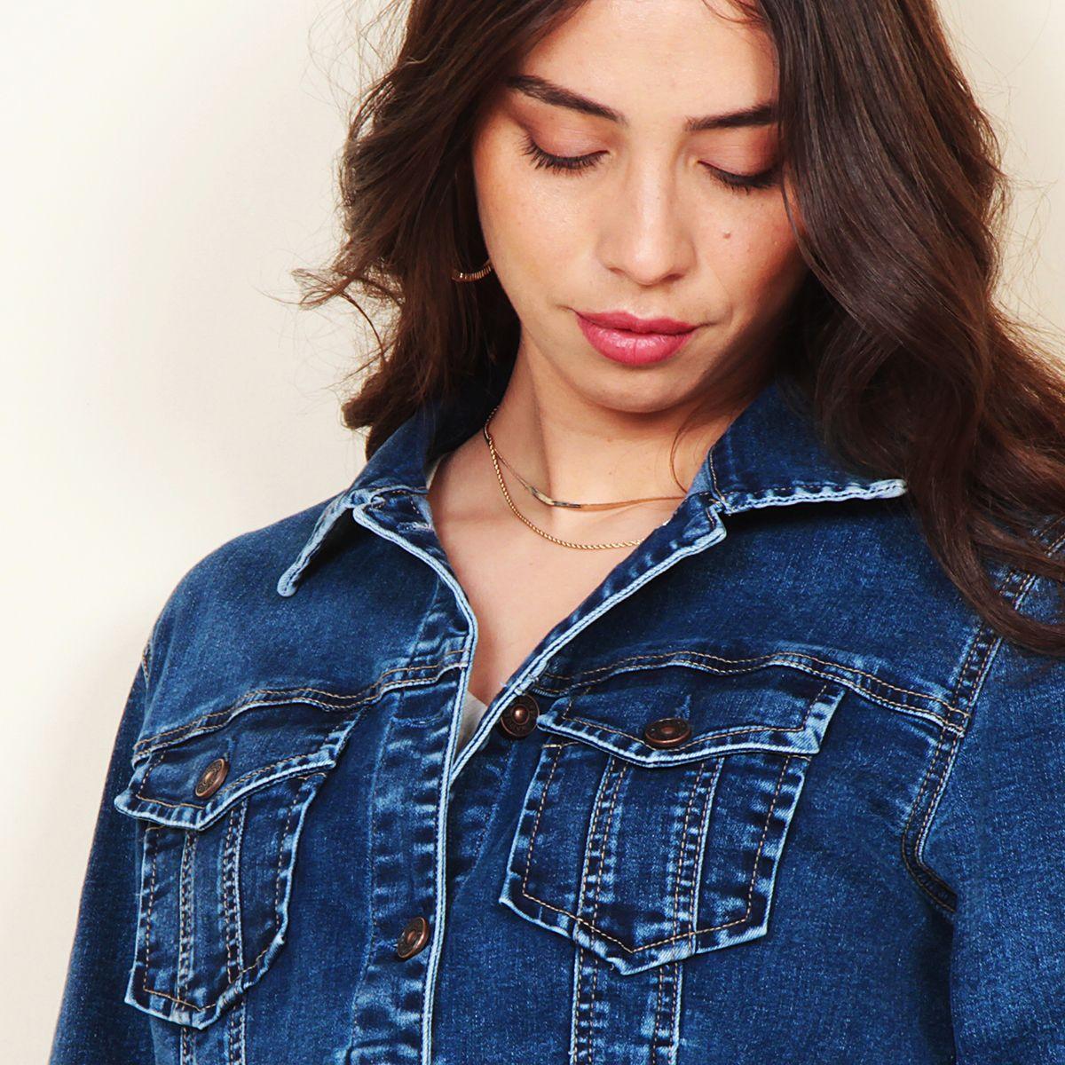 Chaqueta Denim Cuello Camisero Manga Larga-2
