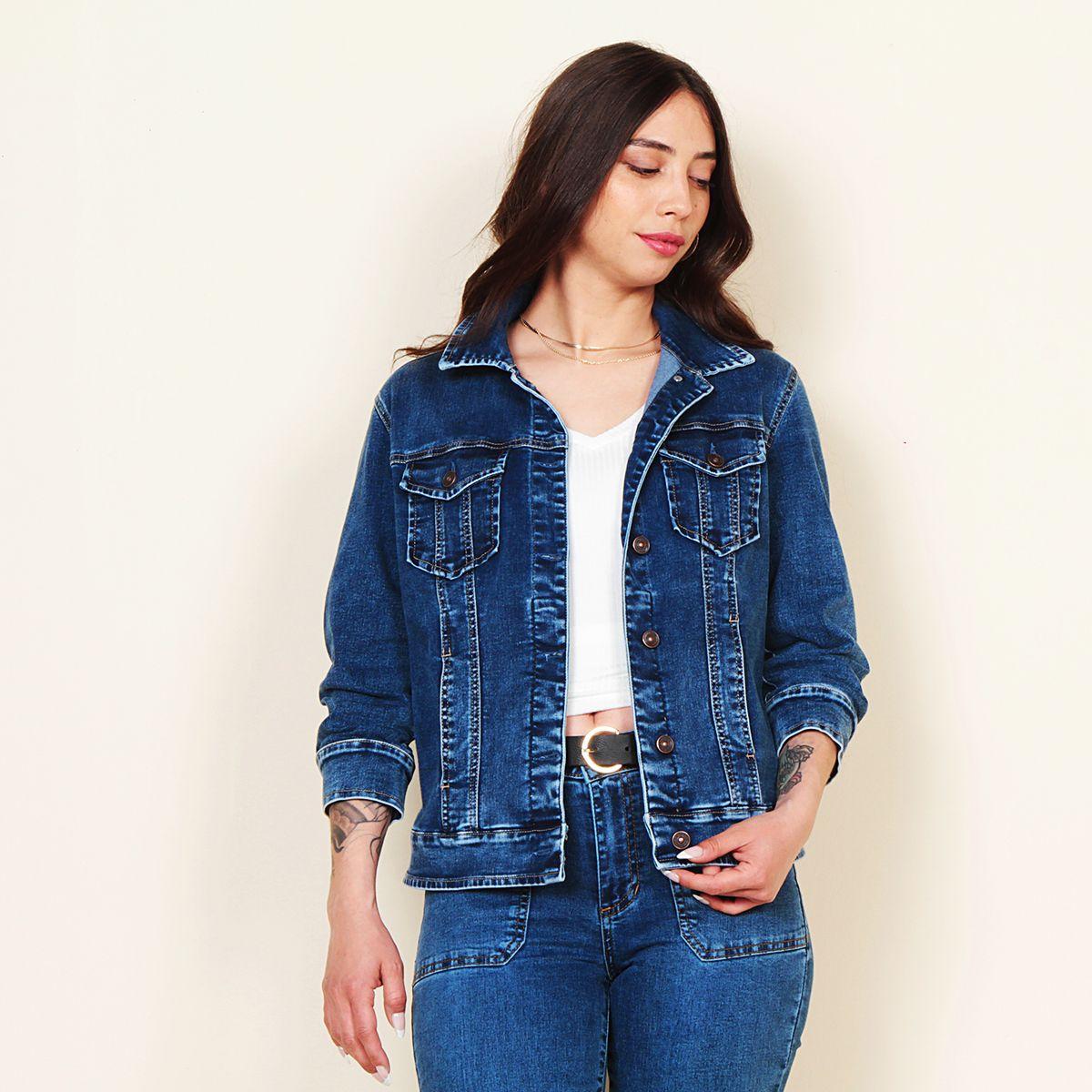 Chaqueta Denim Cuello Camisero Manga Larga-6