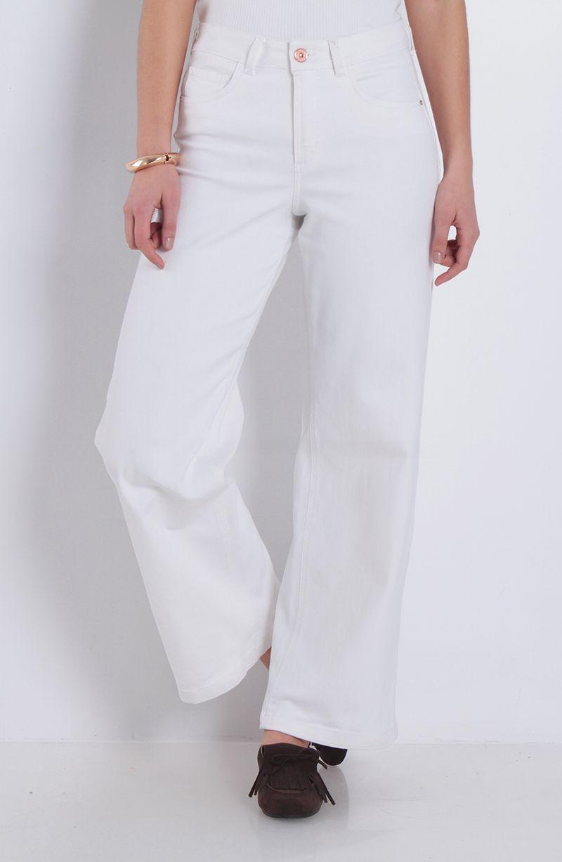 Jeans Wide Leg Tiro Alto Pretina Basica Un Boton Pinza Costado Secret-1