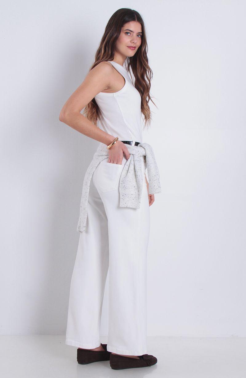 Jeans Wide Leg Tiro Alto Pretina Basica Un Boton Pinza Costado Secret-8