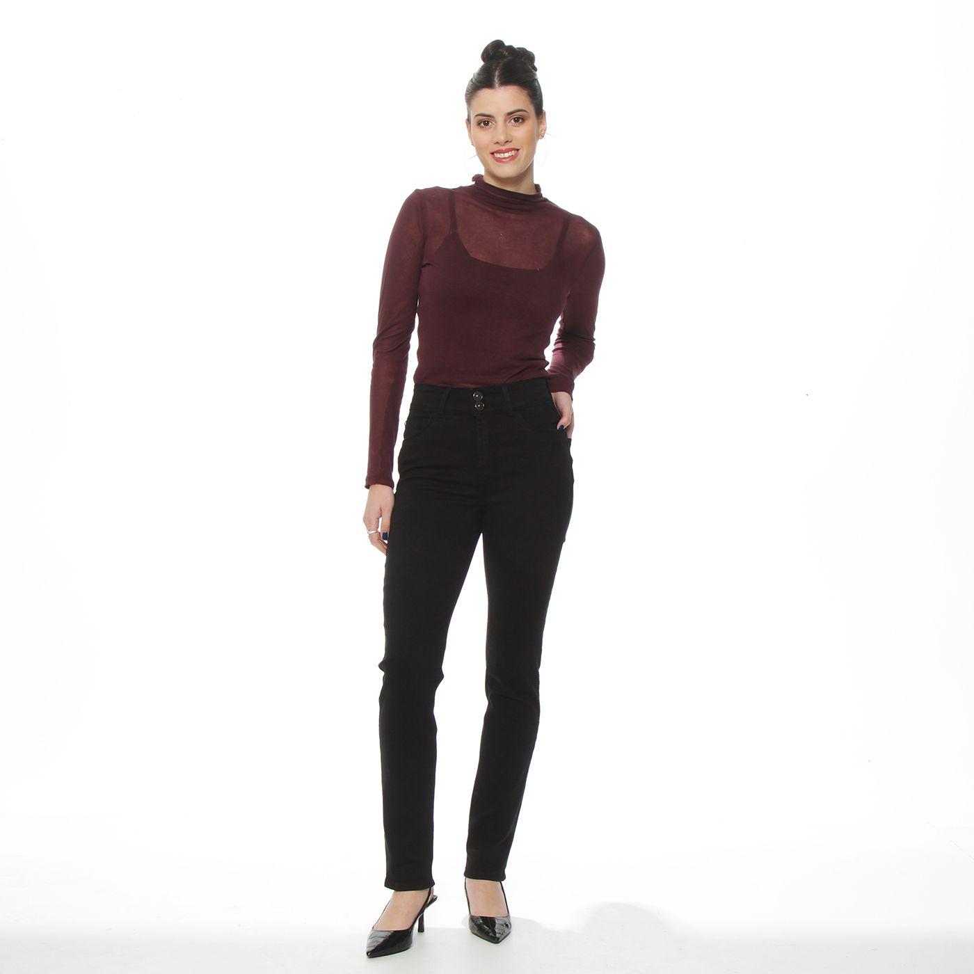 Jeans Push Up Pitillo Tiro Alto Pretina Media 2 Botones-2