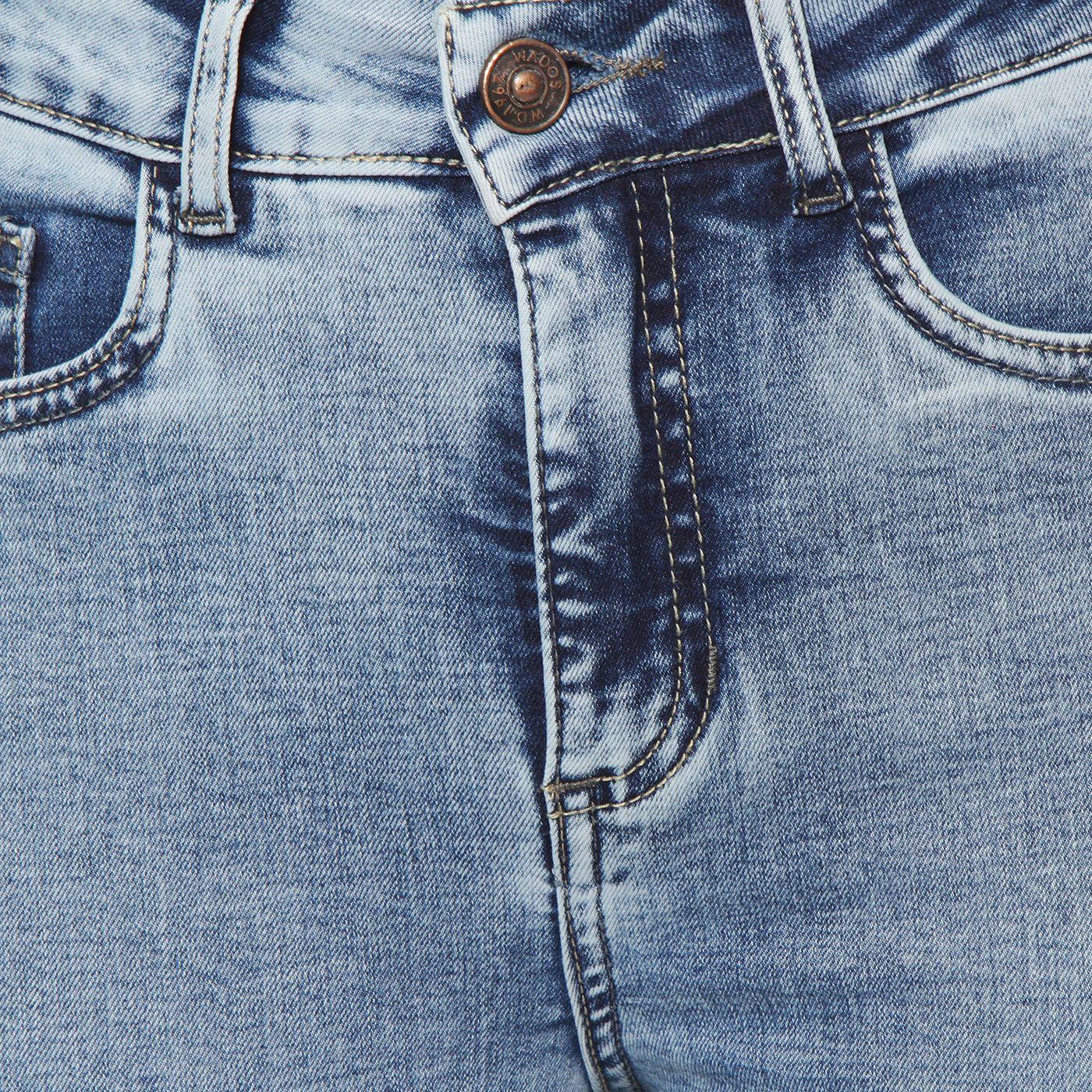 Jeans Flare  Tiro Alto Pretina Basica 1 Boton Push Up-9