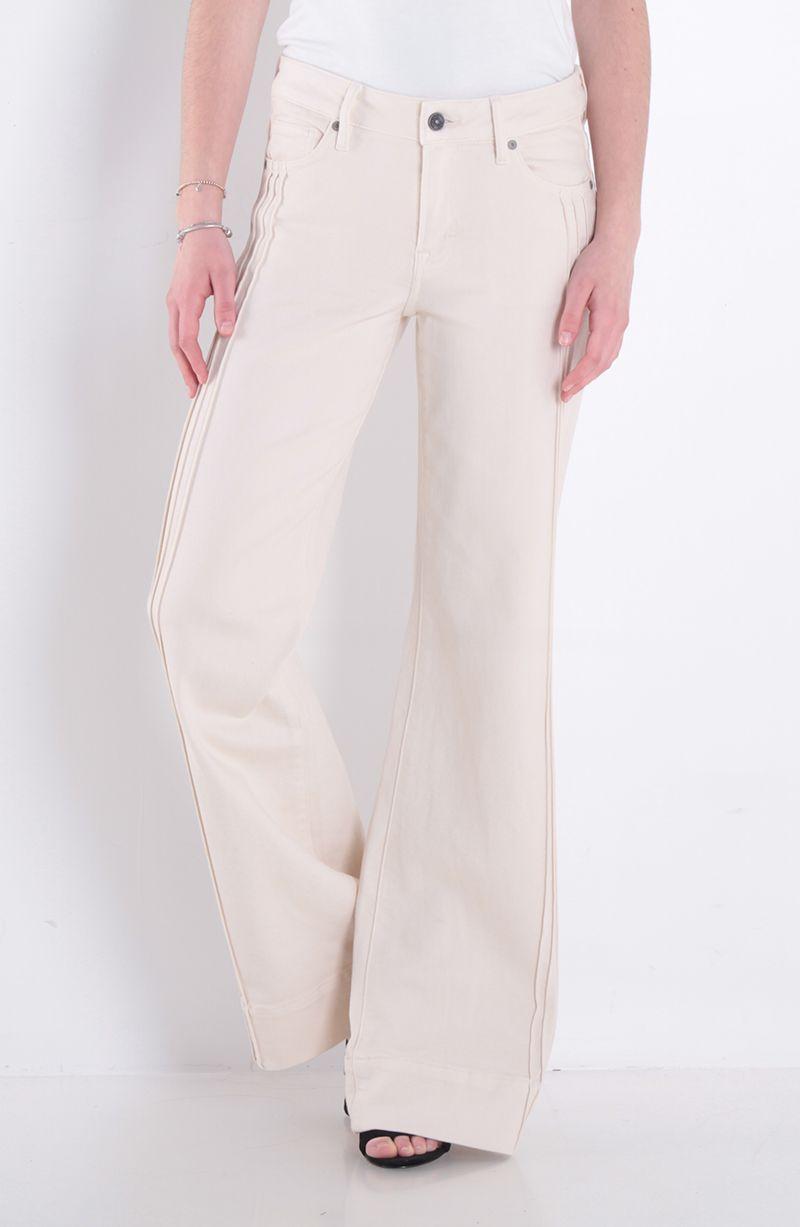 Jeans Flare Tiro Medio Pretina Basica 1 Boton-0