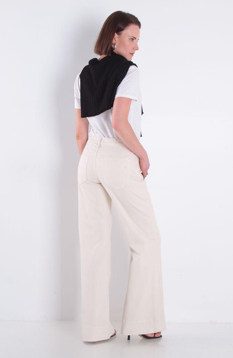 Jeans Flare Tiro Medio Pretina Basica 1 Boton-5